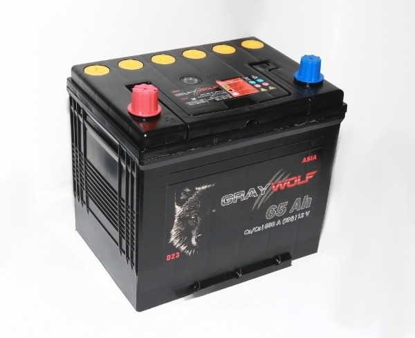 Батарея аккумуляторная GRAYWOLF 65А/ч 600А прямая полярн. выносные (Азия) клеммы