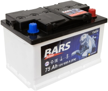 Аккумулятор легковой Bars Silver 75 а/ч 650А LB3 Обратная полярность