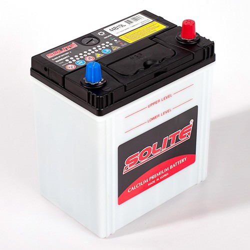 Батарея аккумуляторная Solite 44B19L 44А/ч 350А обратная полярн. тонкие вынос. (Азия) клеммы