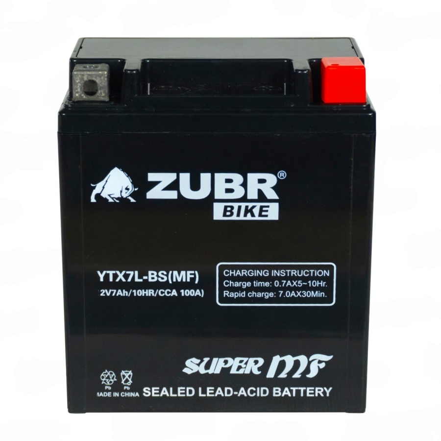 Аккумуляторная батарея ZUBR YTX7L-BS (MF) 7 Ah