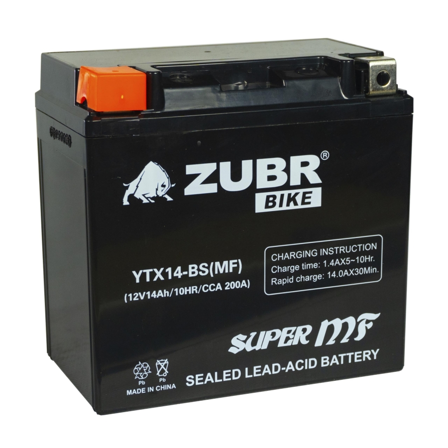 Аккумуляторная батарея ZUBR YTX14-BS (MF) 14 Ah