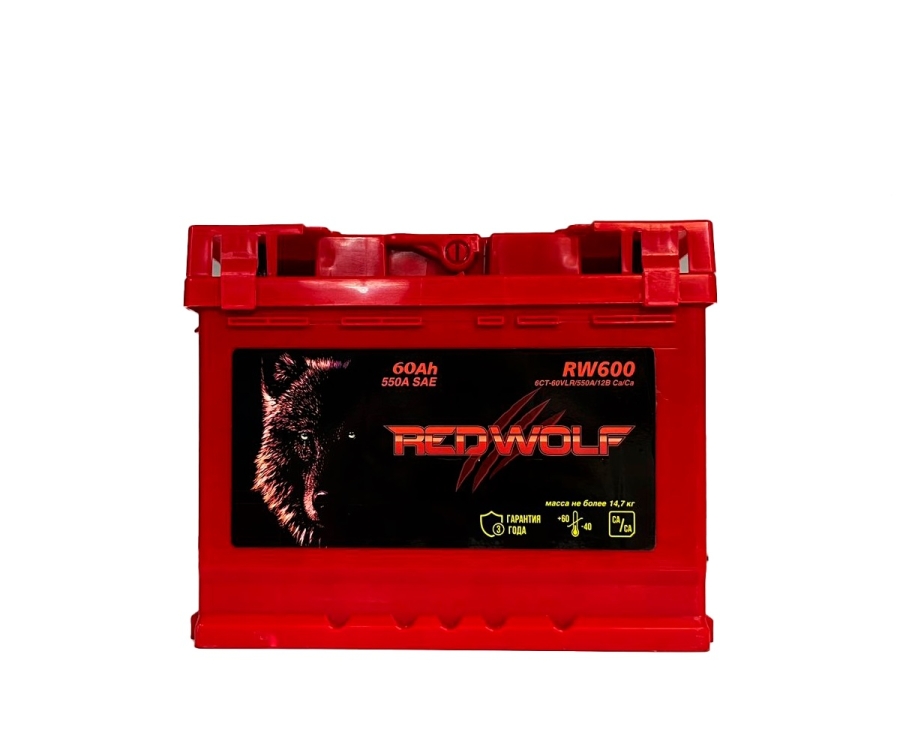 Батарея аккумуляторная REDWOLF RW600 60А/ч 500А обратная полярн. стандартные (Европа) клеммы